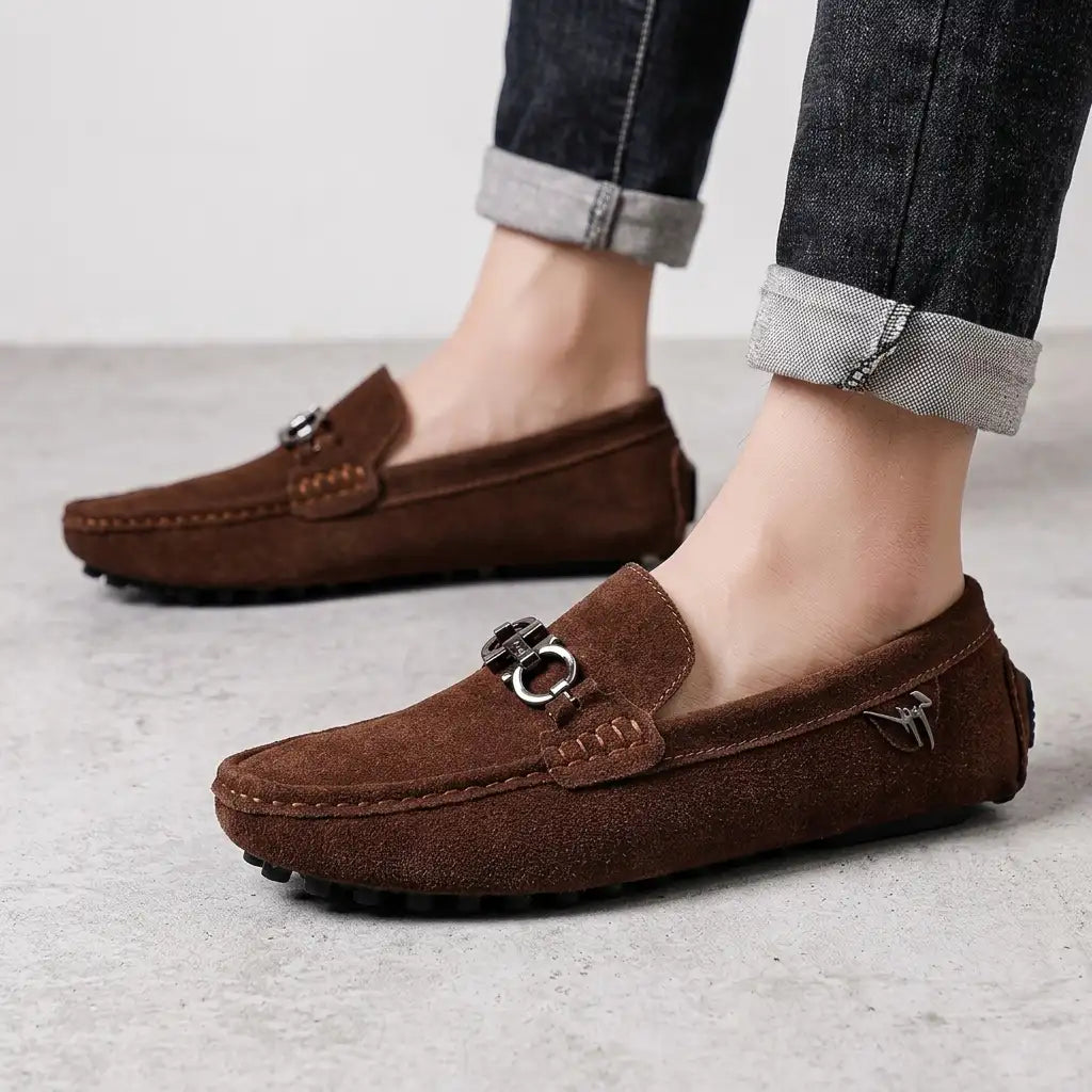 Men's Suede Loafers - Classic Casual Slip On Shoes