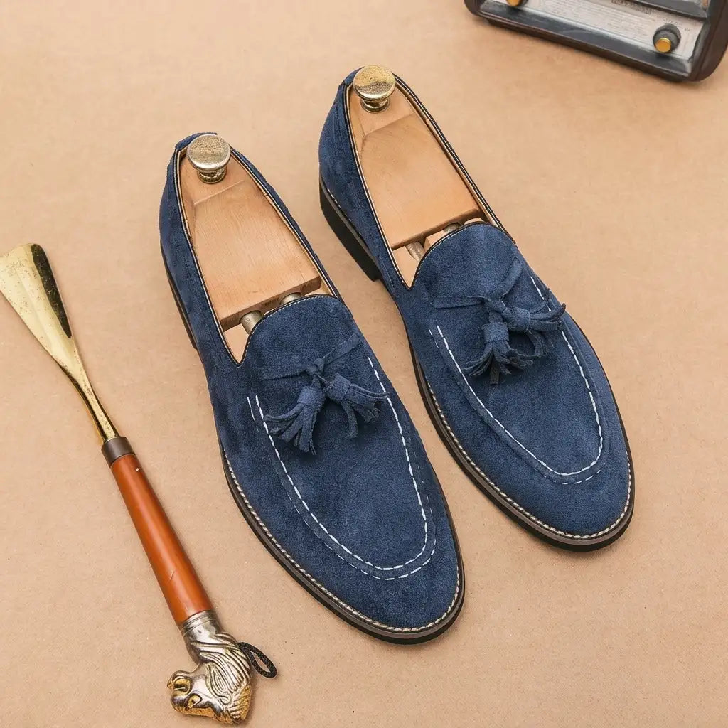 Men's Suede Loafers - Classic Casual Slip On Shoes