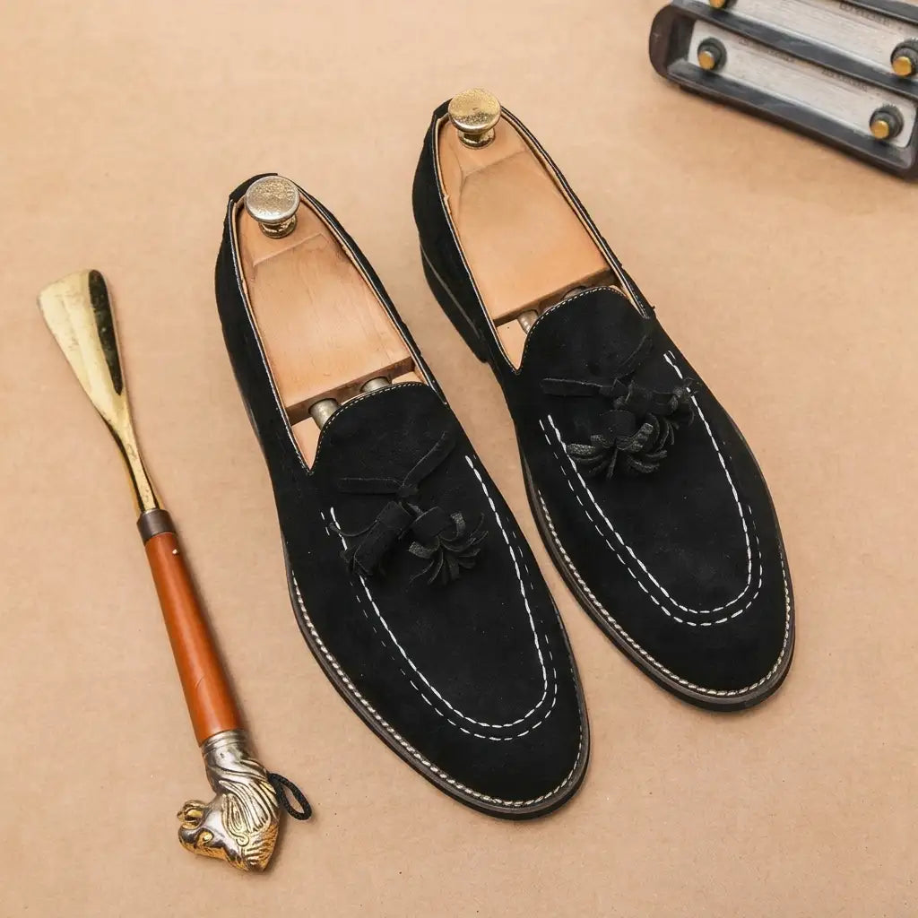 Men's Suede Loafers - Classic Casual Slip On Shoes