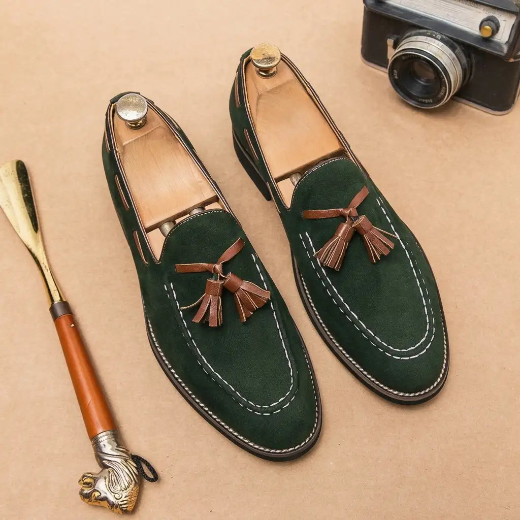 Men's Suede Loafers - Classic Casual Slip On Shoes