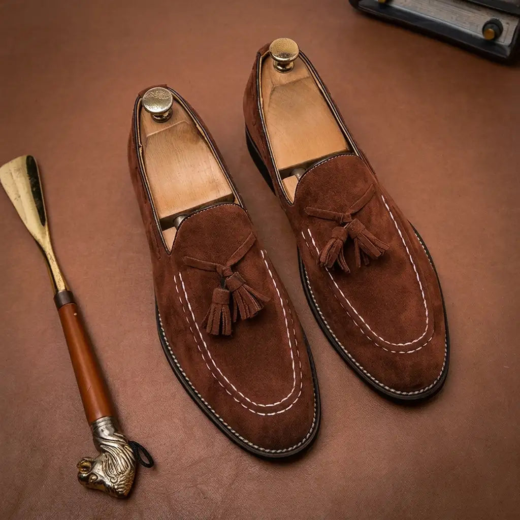 Men's Suede Loafers - Classic Casual Slip On Shoes