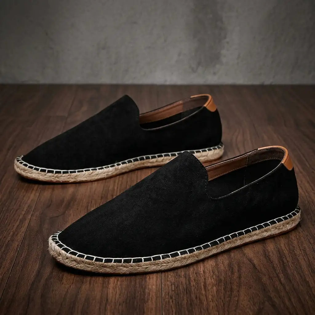 Men's Suede Espadrilles - Casual Slip On Shoes