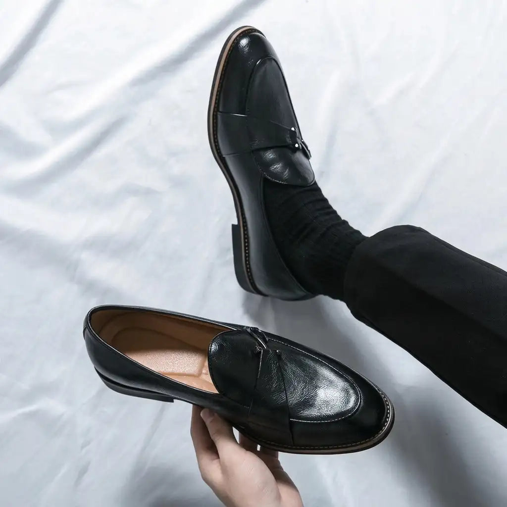 Men's Leather Loafers - Classic Slip On Dress Casual Shoes