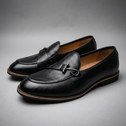 Men's Leather Loafers - Classic Slip On Dress Casual Shoes