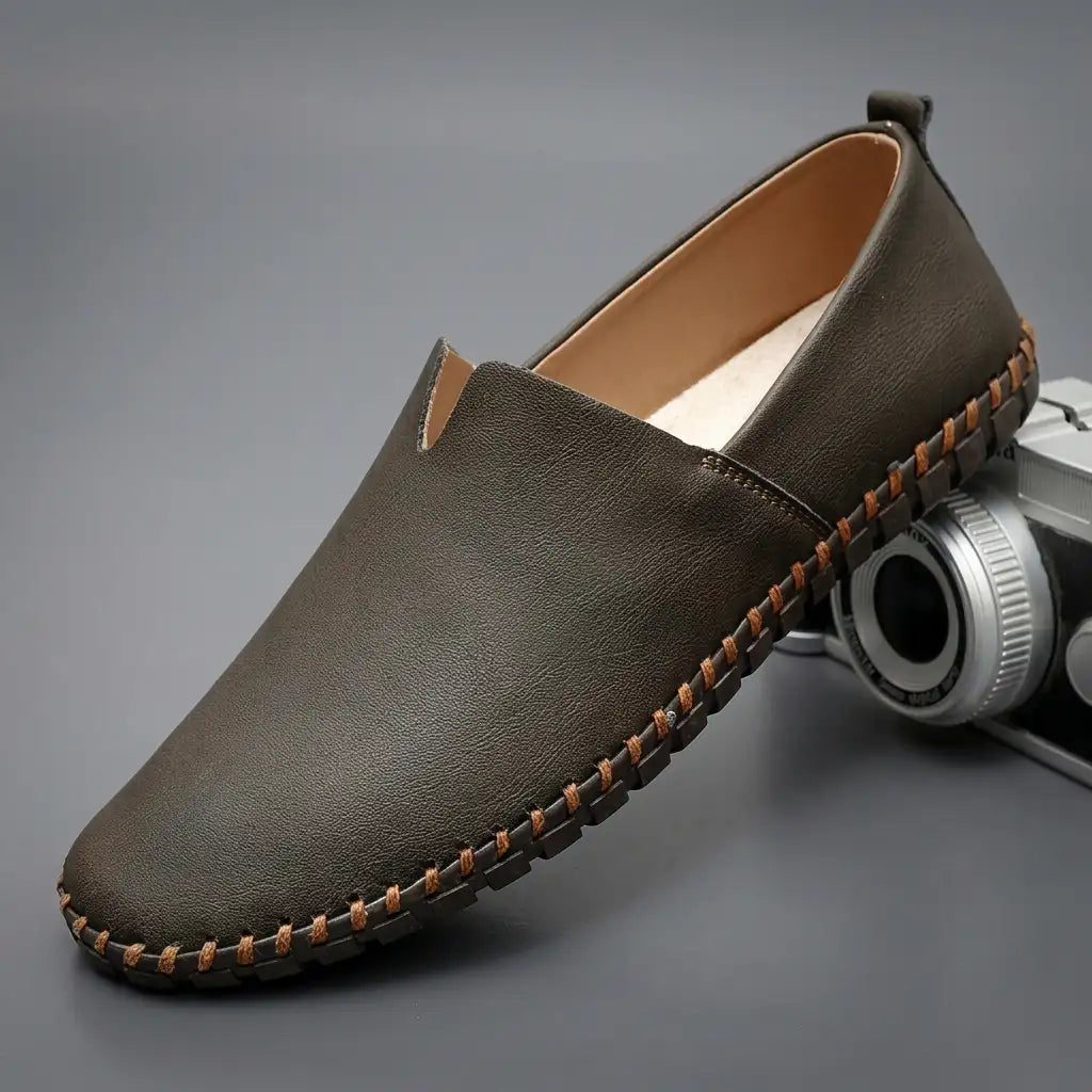Men's Leather Espadrilles - Casual Slip On Shoes