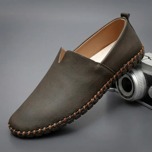 Men's Leather Espadrilles - Casual Slip On Shoes