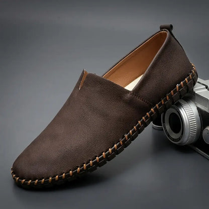 Men's Leather Espadrilles - Casual Slip On Shoes