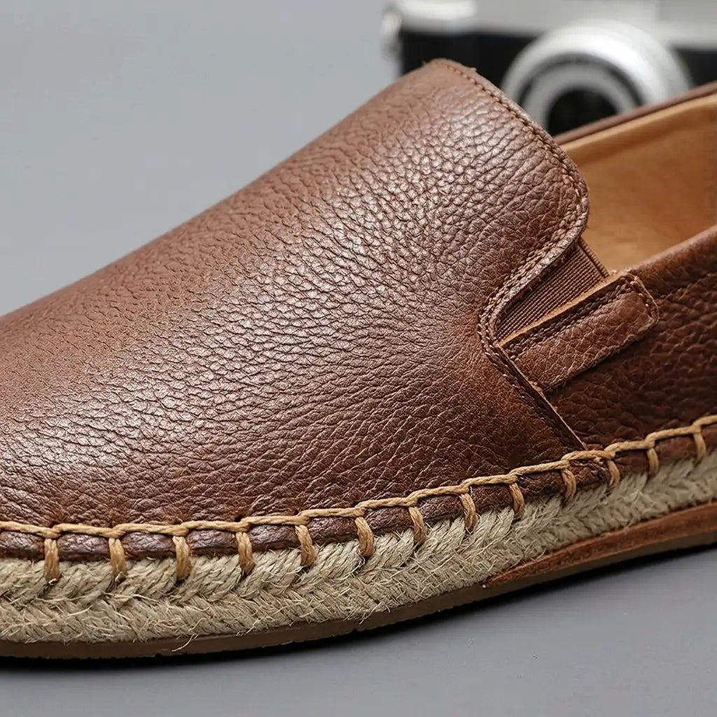 Men's Leather Espadrilles - Casual Slip On Shoes