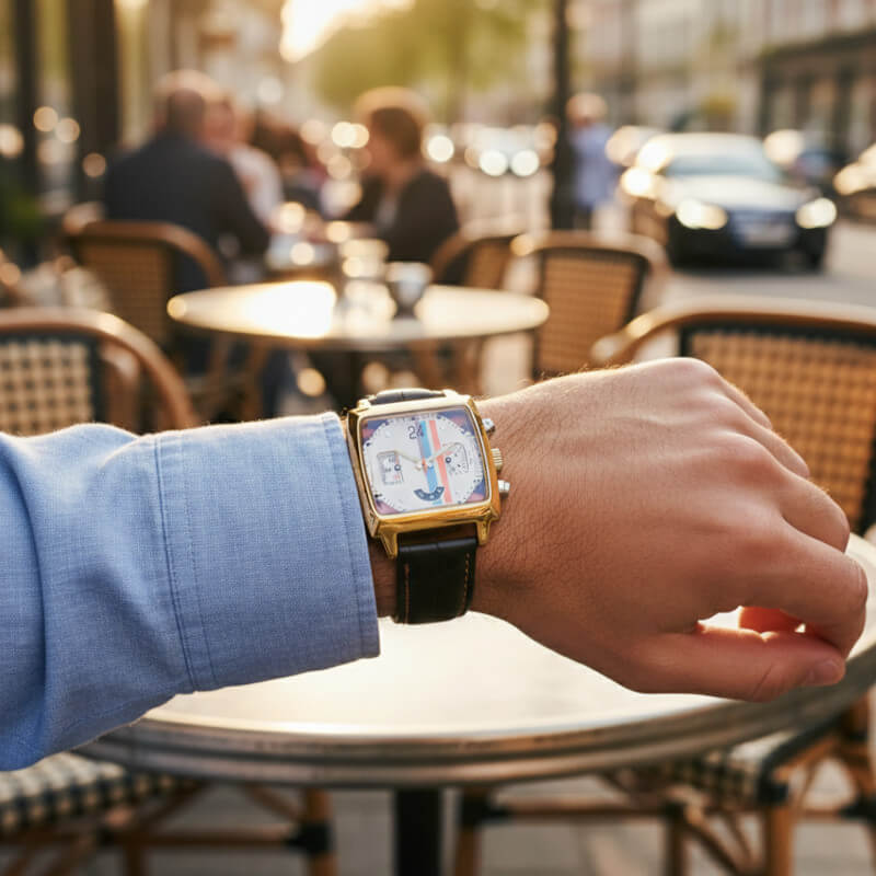 Men’s Square Chronograph Watch – Classic Wristwatch