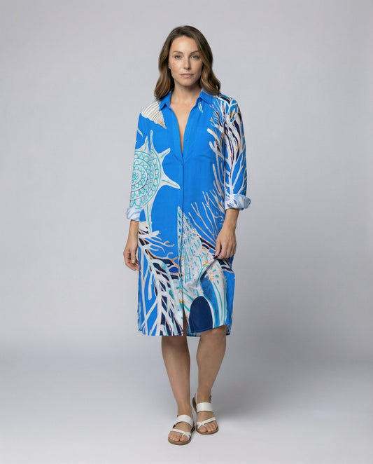 Maerinna | Maritime Print Beach Blouse Dress Women Summer Style
