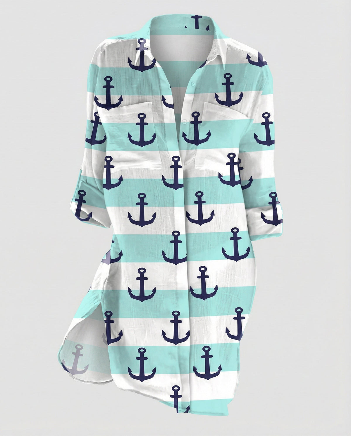 Maerinna | Maritime Print Beach Blouse Dress Women Summer Style