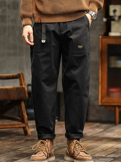 Men's Utility Cargo Pants - Straight Fit Multi Pocket Trousers