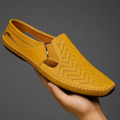 Men's Leather Sandals - Slide Summer Casual Sandals