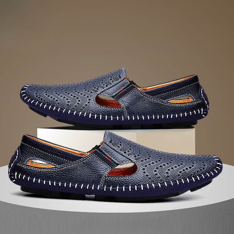 Men's Leather Sandals - Slide Summer Casual Sandals