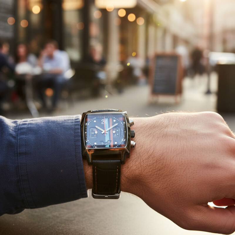 Men’s Square Chronograph Watch – Classic Wristwatch