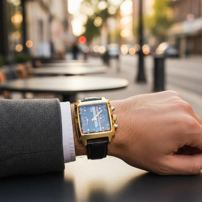 Men’s Square Chronograph Watch – Classic Wristwatch