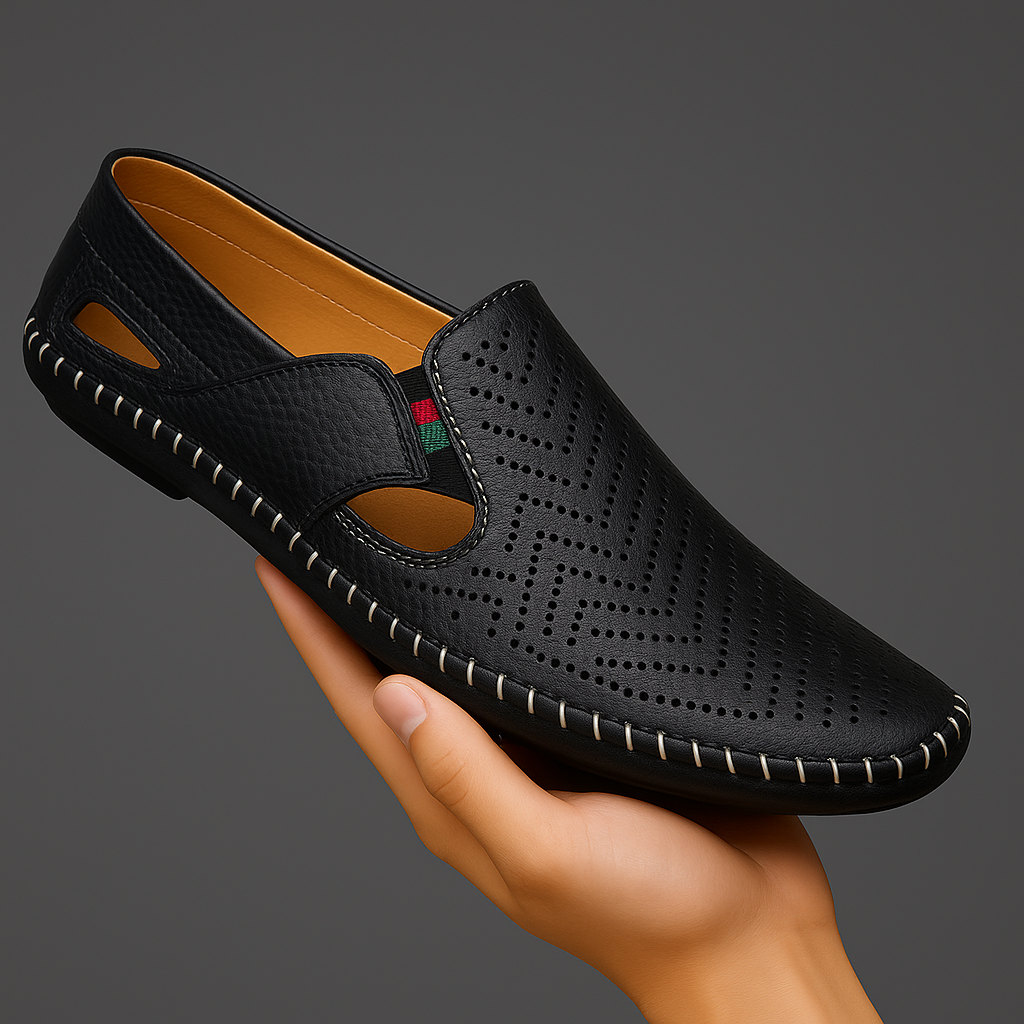 Men's Leather Sandals - Slide Summer Casual Sandals