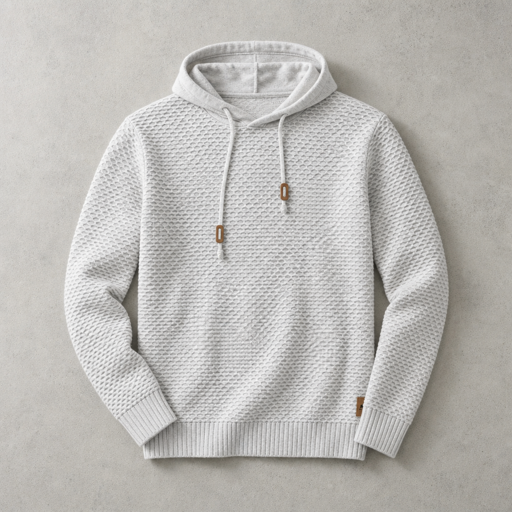 Men's Pullover Hoodie - Basket Weave Casual Sweatshirt