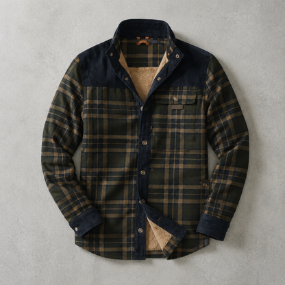 Men's Sherpa Lined Flannel Shirt Jacket - Plaid Field Overshirt