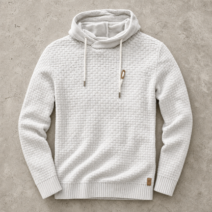 Men's Waffle Knit Hoodie - Cowl Neck Pullover Sweatshirt