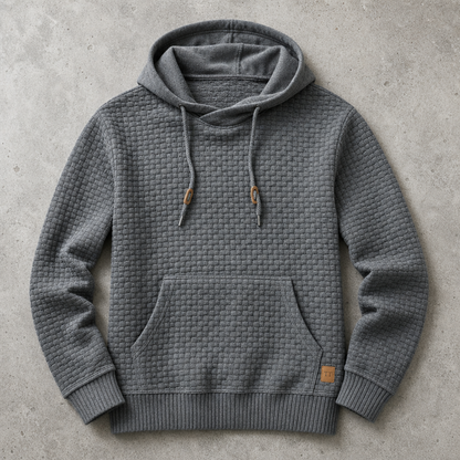 Men's Waffle Knit Hoodie - Cowl Neck Pullover Sweatshirt