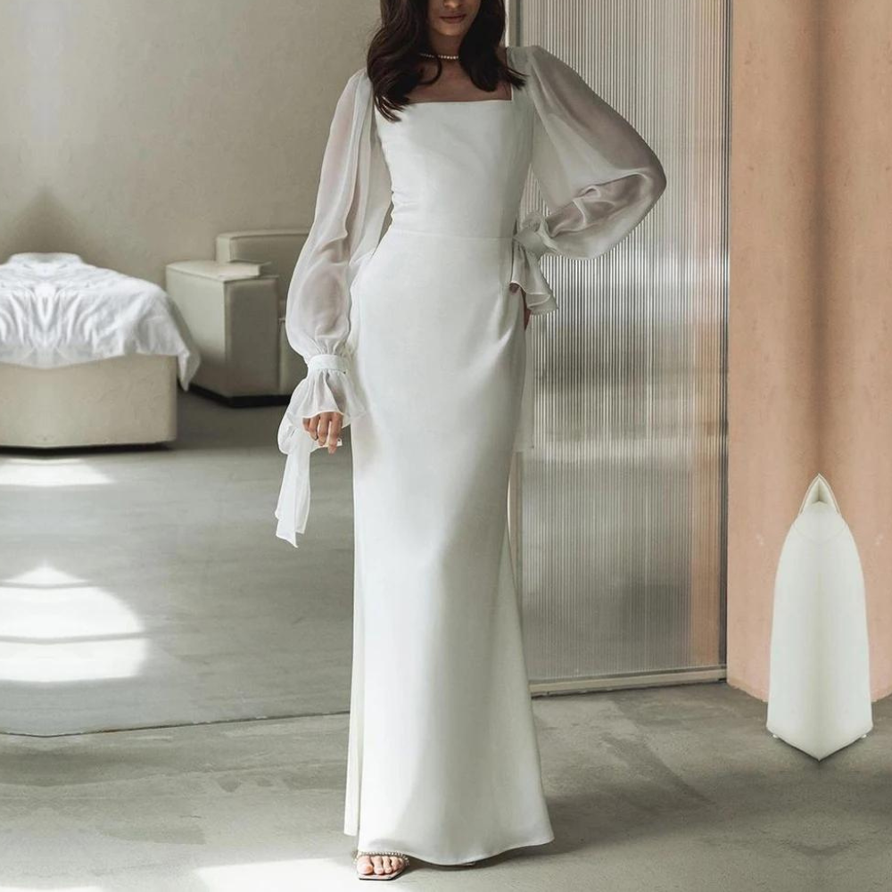 Lucilla | Trendy Square Neck Evening Wedding Guest Dress Women