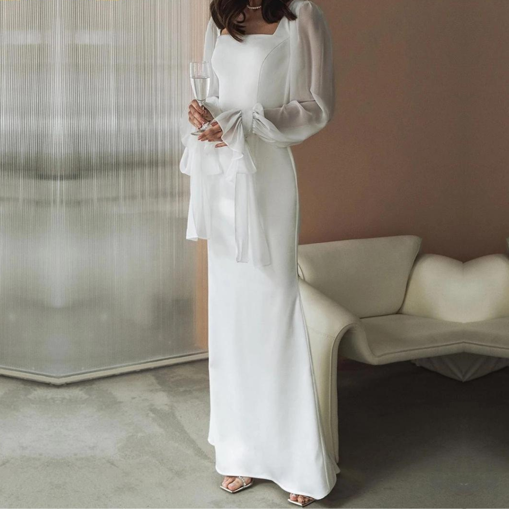 Lucilla | Trendy Square Neck Evening Wedding Guest Dress Women