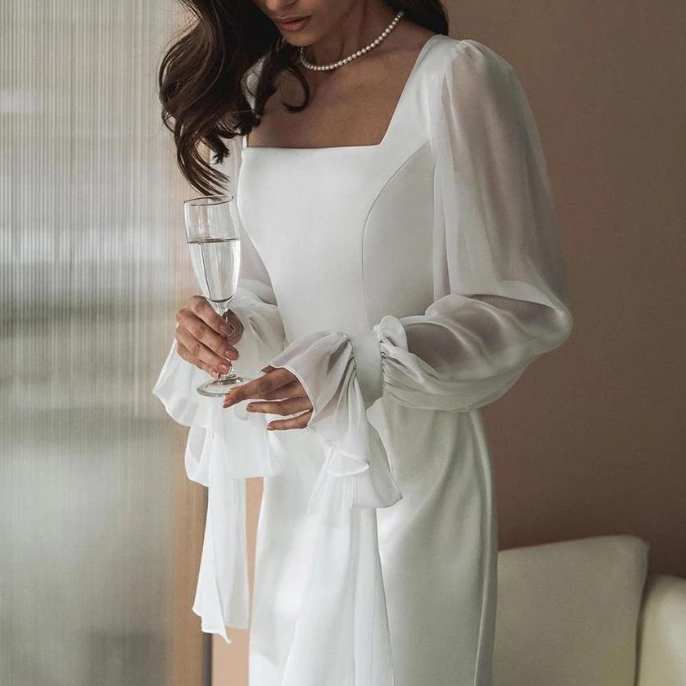 Lucilla | Trendy Square Neck Evening Wedding Guest Dress Women