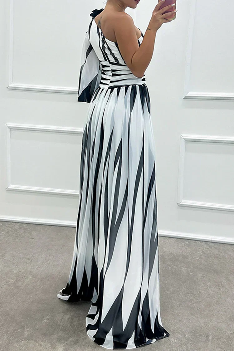 Dovella | Women Evening Striped Dress with Elegant Modern Style