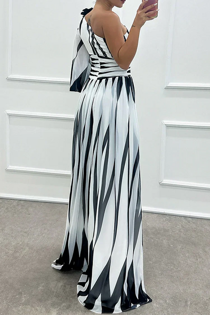 Dovella | Women Evening Striped Dress with Elegant Modern Style