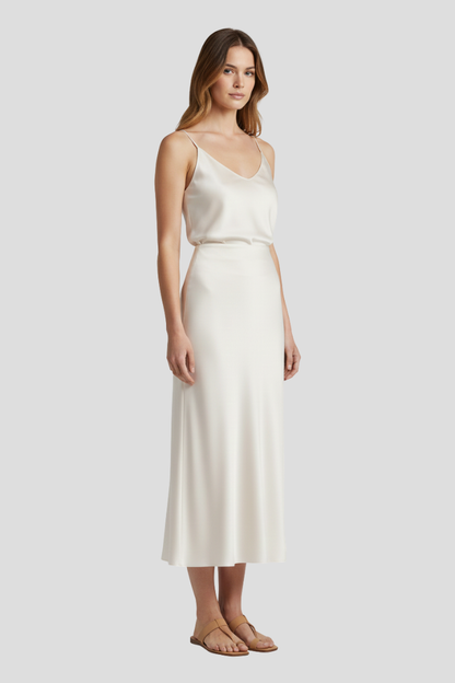 Virelia | Versatile Mid-calf Draped Skirt with High-Waisted Style