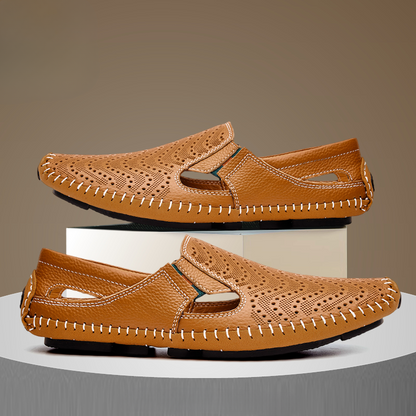Men's Leather Sandals - Slide Summer Casual Sandals