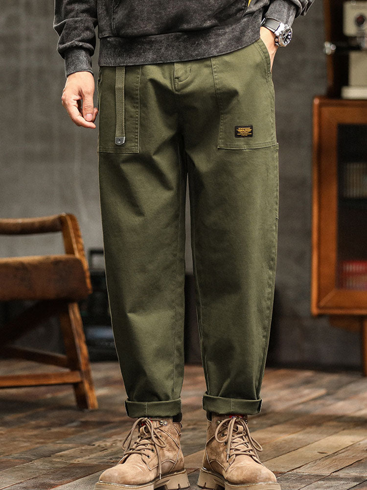 Men's Utility Cargo Pants - Straight Fit Multi Pocket Trousers