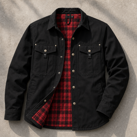 Men's Flannel Lined Shacket - Warm Plaid Overshirt Jacket