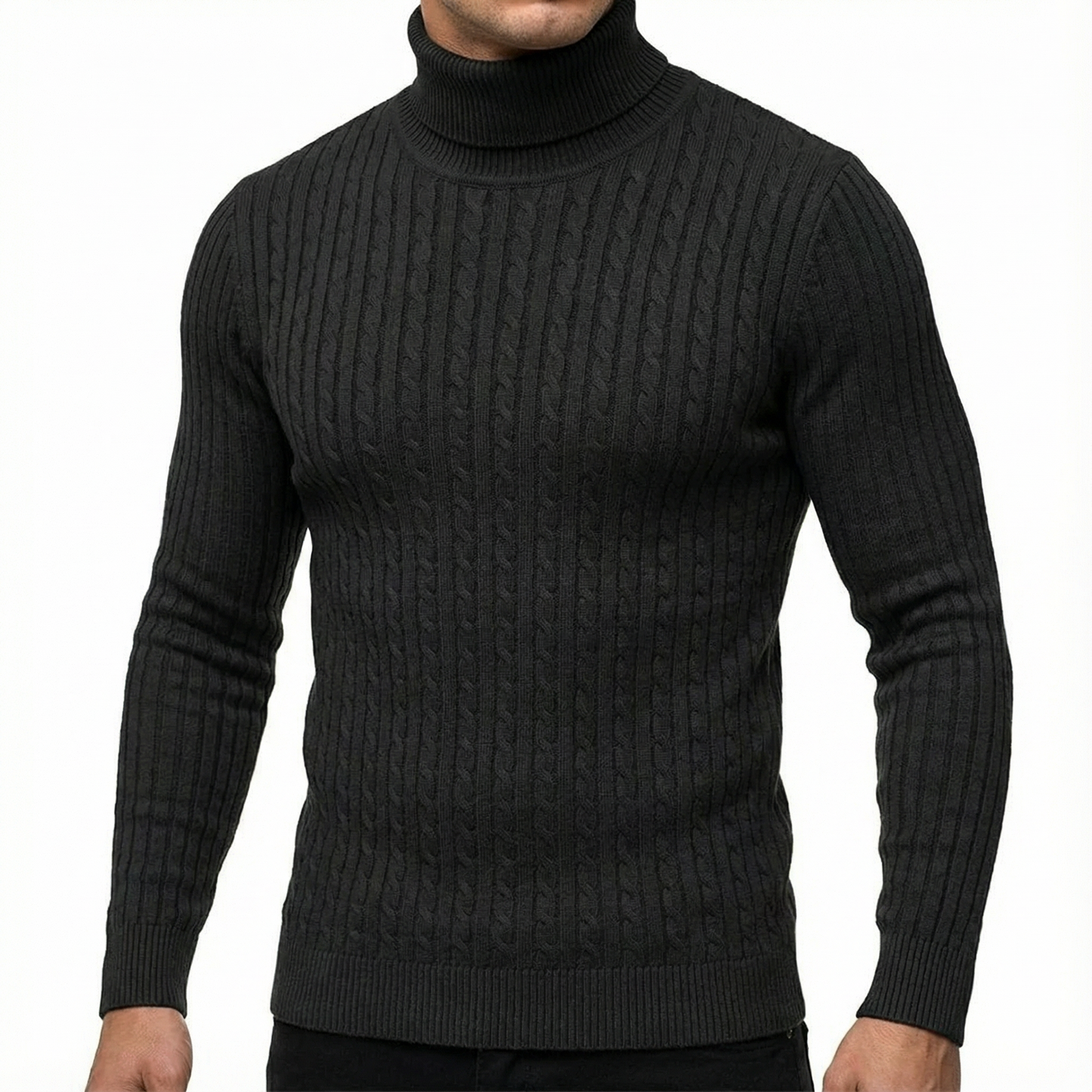 Men's Turtleneck Sweater - Warm Knit Fall Pullover