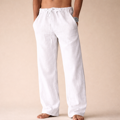Men's Linen Trousers - Tailored Fit Summer Dress Pants