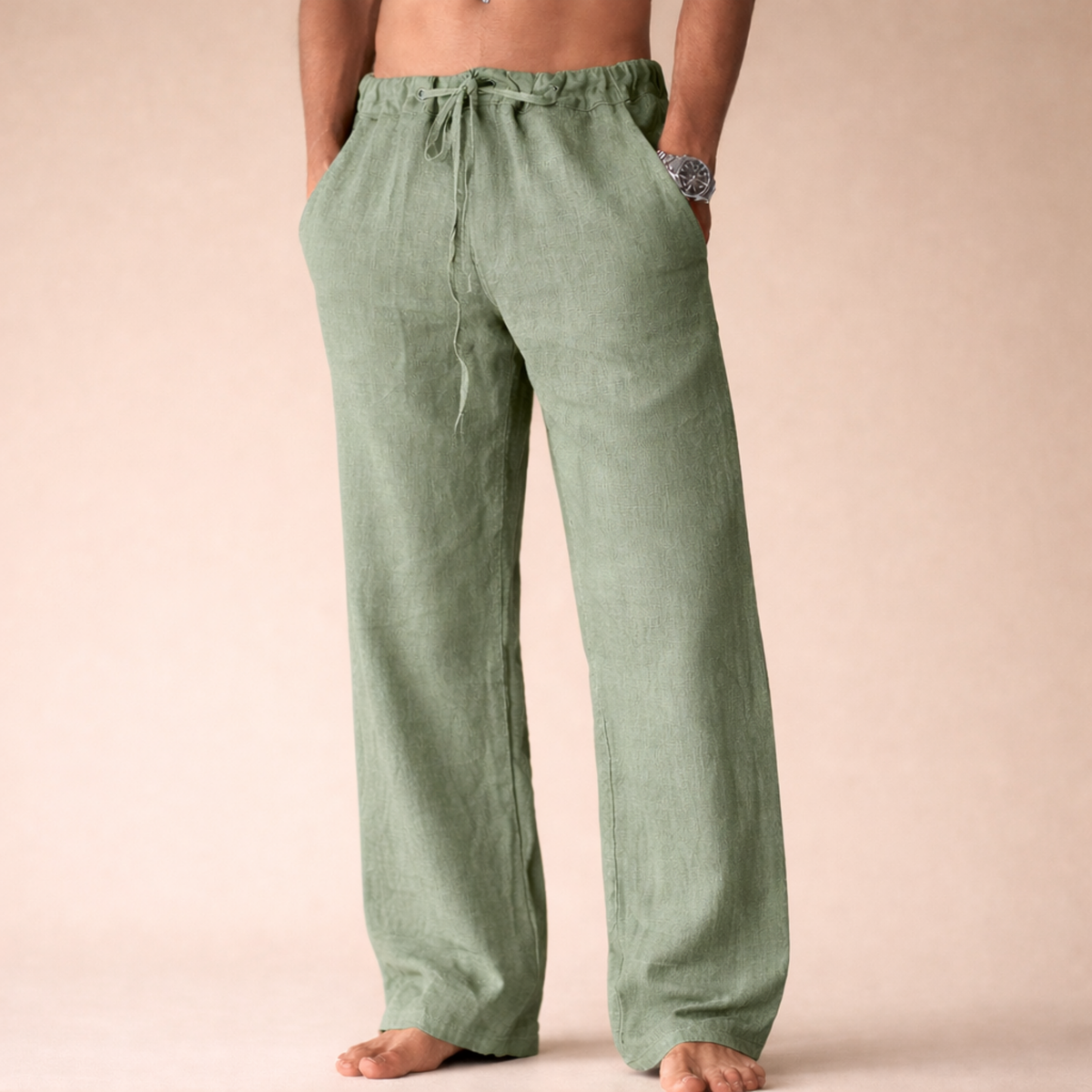 Men's Linen Trousers - Tailored Fit Summer Dress Pants