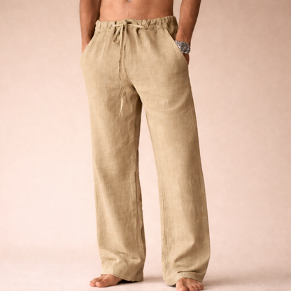 Men's Linen Trousers - Tailored Fit Summer Dress Pants