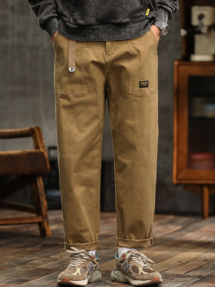 Men's Utility Cargo Pants - Straight Fit Multi Pocket Trousers