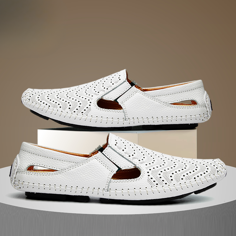Men's Leather Sandals - Slide Summer Casual Sandals