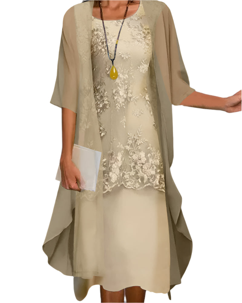 Zandelle | Chic Layered Flowing Midi Wedding Guest Dress for Any Event