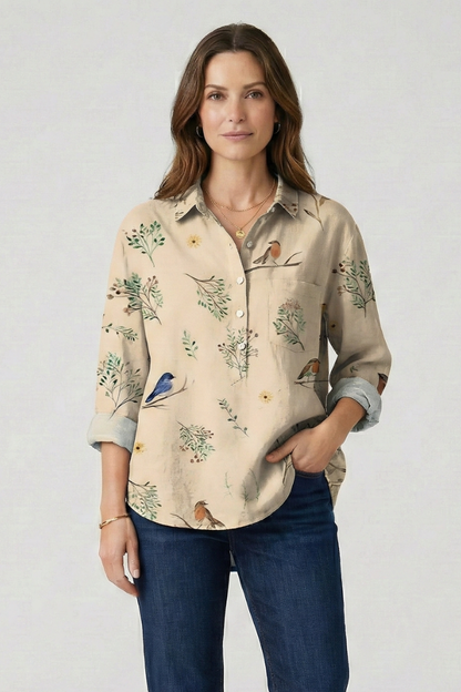 Haisley | Women's Multicolor Floral Blouse with Collared Neckline and Button Closure