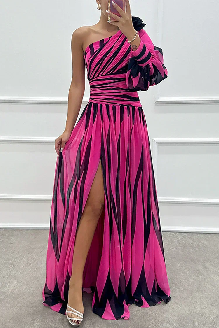 Dovella | Women Evening Striped Dress with Elegant Modern Style