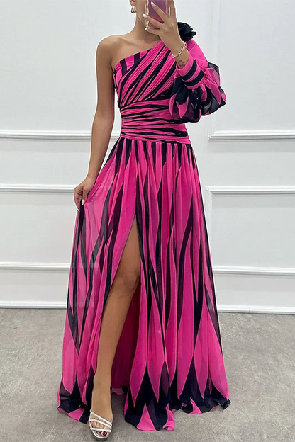 Dovella | Women Evening Striped Dress with Elegant Modern Style