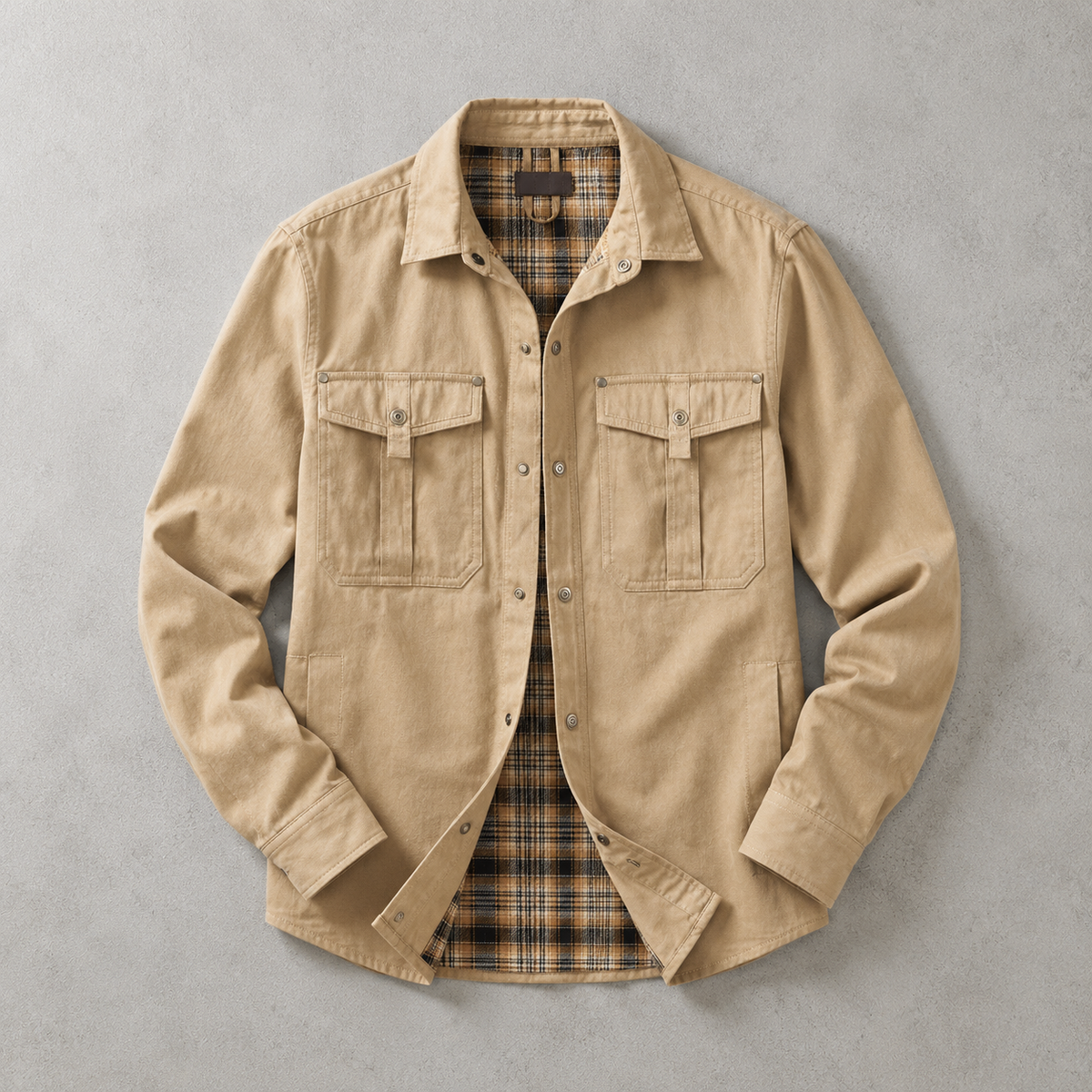 Men's Flannel Lined Shacket - Warm Plaid Overshirt Jacket