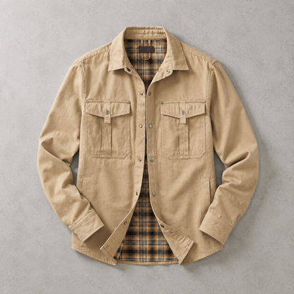 Men's Flannel Lined Shacket - Warm Plaid Overshirt Jacket