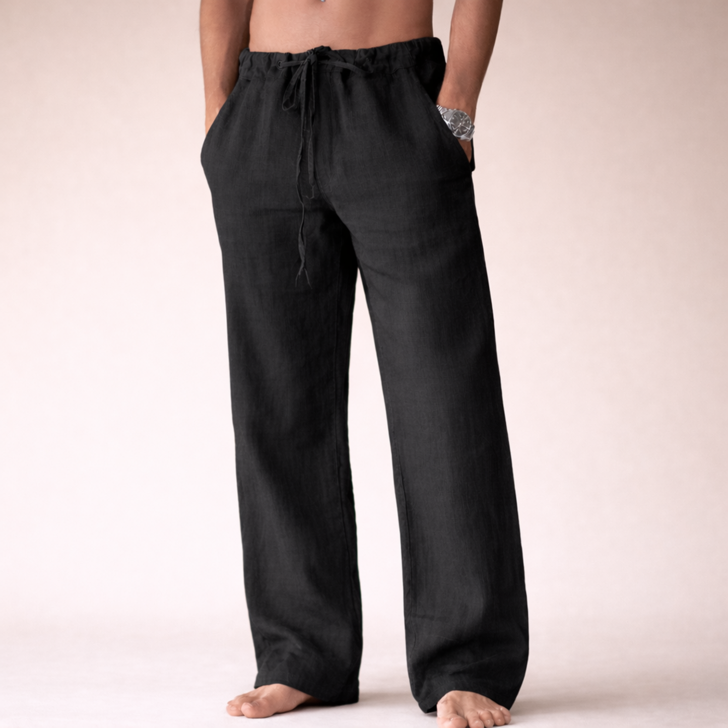 Men's Linen Trousers - Tailored Fit Summer Dress Pants