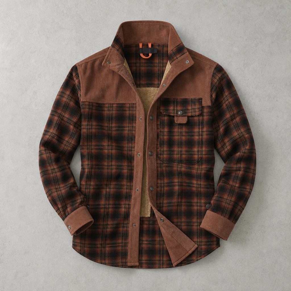 Men's Sherpa Lined Flannel Shirt Jacket - Plaid Field Overshirt