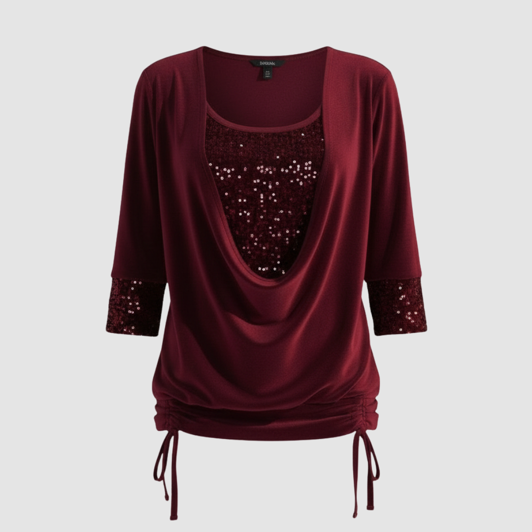 Jorvienne | Women's Long Sleeve Blouse with Shimmering Elegant Look