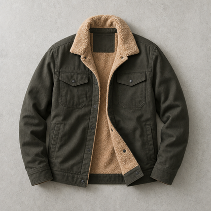 Men's Sherpa Lined Jacket - Trucker Style Casual Outerwear